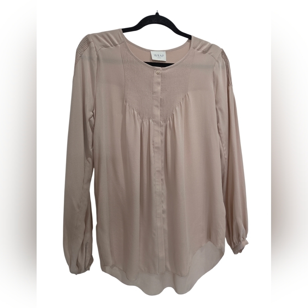 Wrap Womans 100% Silk Long Sleeve Blouse, Size 2